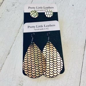 2 pair Mermaid Print Leather Earrings